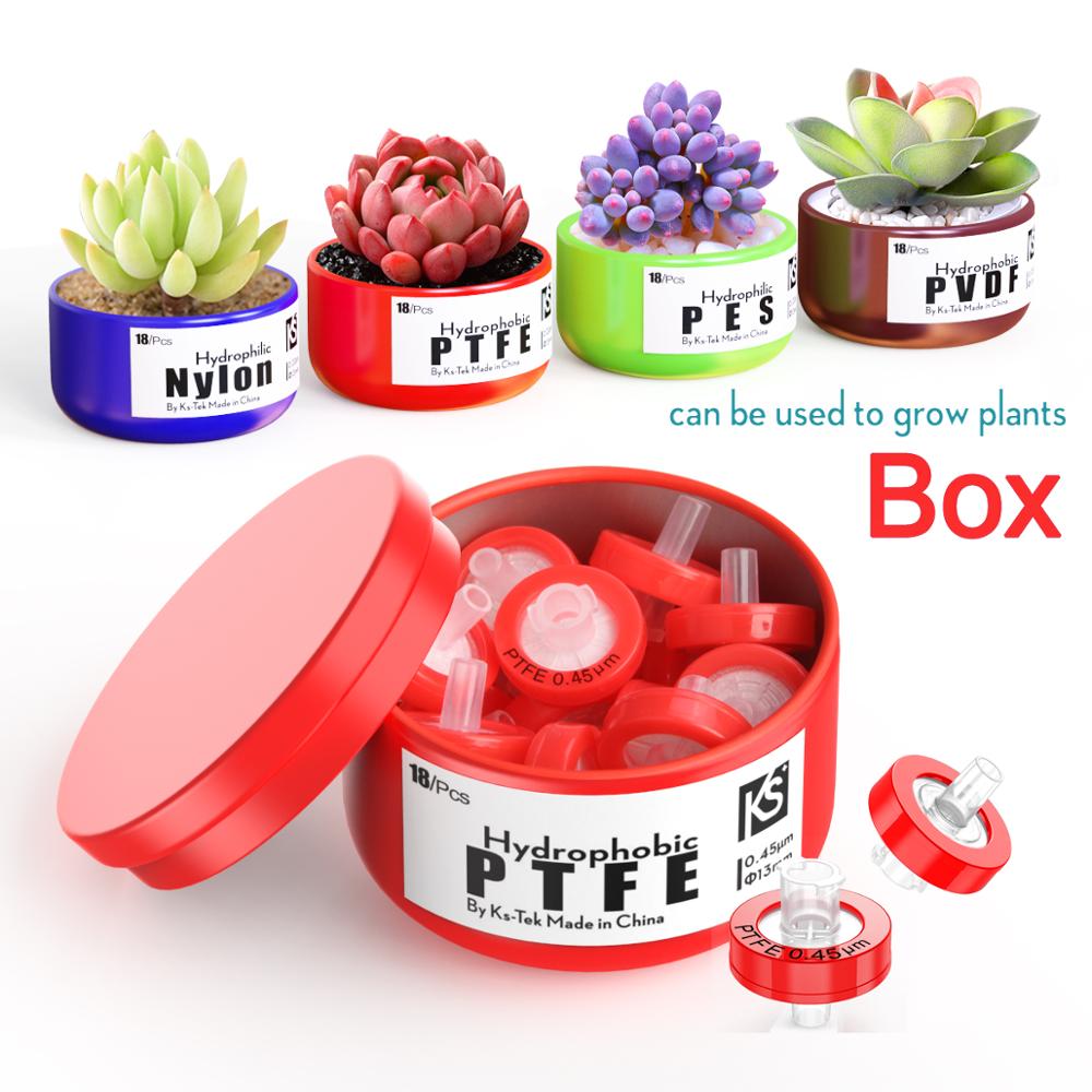 Syringe Filters,PTFE Membrane 0.45μm Pore Size,13mm Diameter,hydrophobic,18Pcs by Ks-Tek