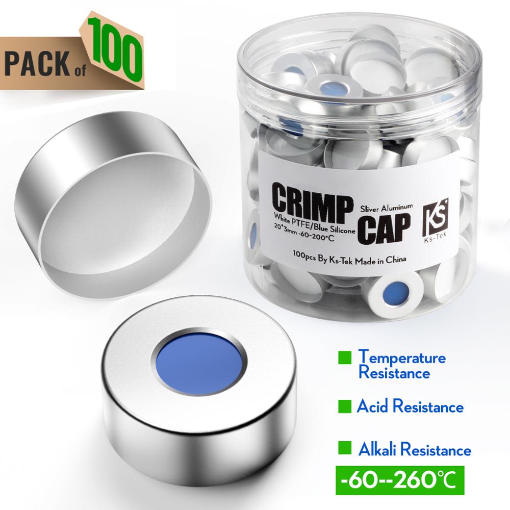 20mm*3mm Aluminum cap with White PTFE/ Blue Silicone septa for 22mm bottleneck sample bottle Jaw Chromatography vial