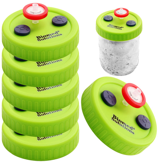 6pcs Liquid Culture Lids - Autoclavable WIDE Mouth Jar Lids with Heavy Duty  Injection Port for Mushroom Cultivation
