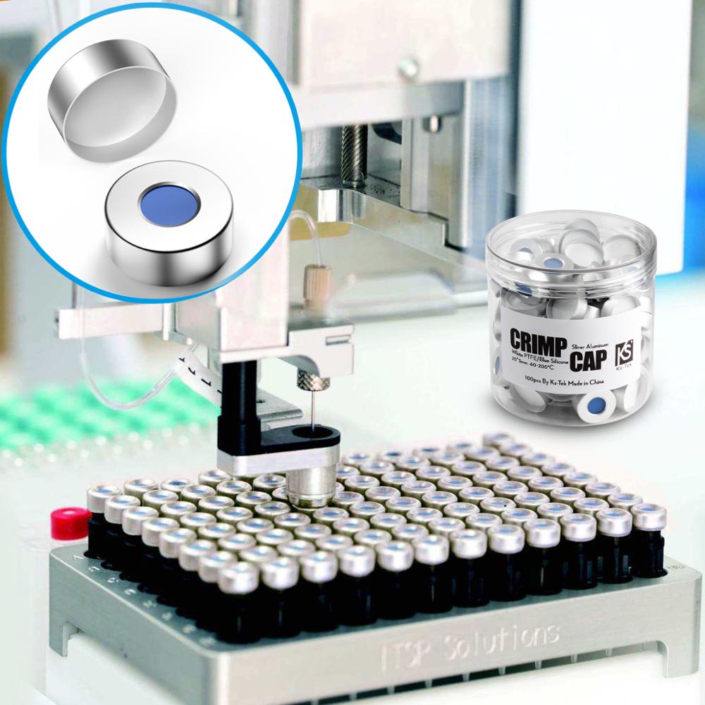 20mm*3mm Aluminum cap with White PTFE/ Blue Silicone septa for 22mm bottleneck sample bottle Jaw Chromatography vial