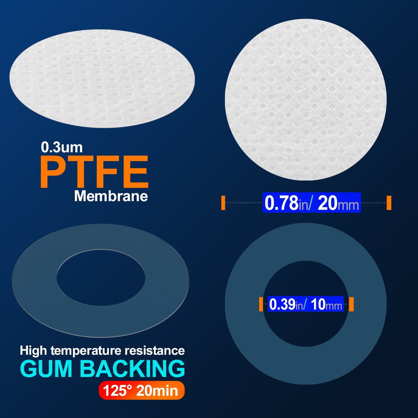 Synthetic Filter Paper Stickers 20 mm 0.2 μm Filter Disc Mushroom Applied Under Wide Mouth Jar Lid for Mushroom Cultivation