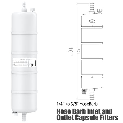 PTFE /PES Capsule Filters with Hose Barb for 1/4" to 3/8" Tube Sterile Filling Bell Filter Pore Size 0.22um Length 2.5" Individual Packaging,1/pk