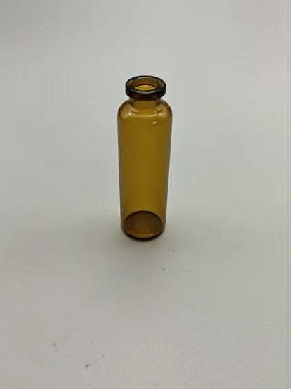 1000 pcs of 13mm amber 10ml bottles, 1000 pcs 13mm rubber stoppers with legs, and 1000 pcs 13mm silver aluminium caps.