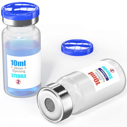 PP(Polypropylene) Sterile Vial with Butyl Rubber Stopper and Aluminum Flip-Off Lid, Plastic Small Bottle Autoclavable at 121°C for Sample Storage,10pcs