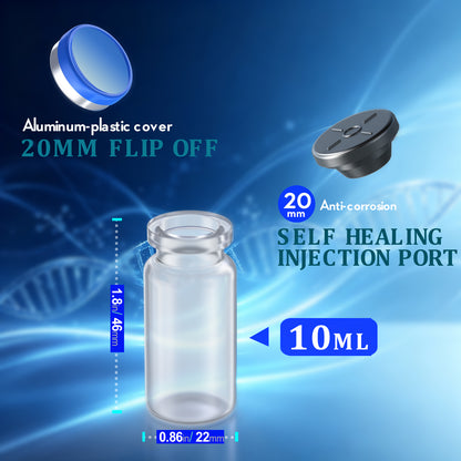 PP(Polypropylene) Sterile Vial with Butyl Rubber Stopper and Aluminum Flip-Off Lid, Plastic Small Bottle Autoclavable at 121°C for Sample Storage,10pcs