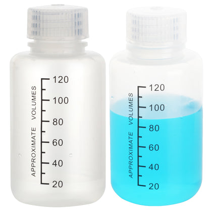 Reagent Plastic Bottle , Wide Mouth/Regular Mouth Translucent Reusable Liquid Containers with Black Scale and Caps for Classrooms, Storage at Home, or Laboratories