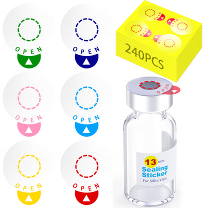 Laboratory Circle Sealing Sticker Self-adhesive Sealing Labels, 6 Colors Circular Leak-Proof Sticker for 13/20mm Aluminium Plastic Caps