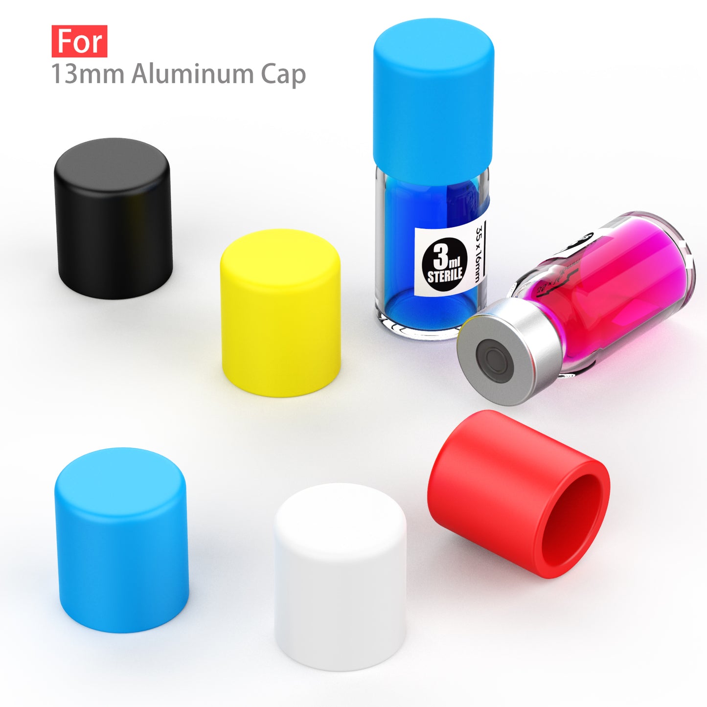 13mm/20mm Glass Vials Protective Caps, Reusable Silicone Vial Caps for Glass Vials ,Leak Resistant Cover, 5 Color,10pcs