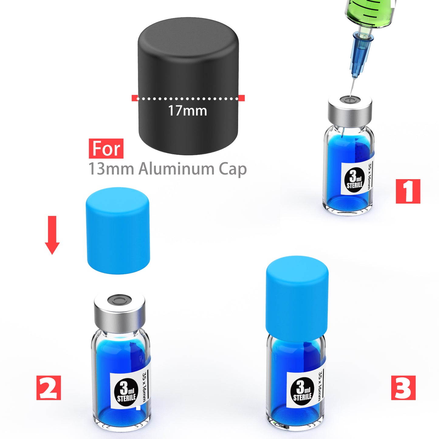 13mm/20mm Glass Vials Protective Caps, Reusable Silicone Vial Caps for Glass Vials ,Leak Resistant Cover, 5 Color,10pcs