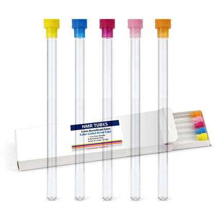 NMR Tubes , Ultra-Clear Borosilicate Glass Lab Tubes with Caps, 5 mm Diameter, for Laboratory , Test, Nuclear Magnetic Research ,10 pcs/20 pcs/50 pcs