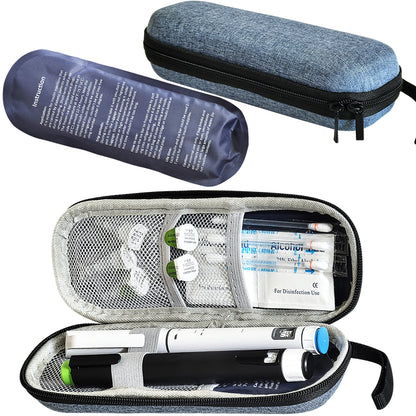 Insulin Pen Cooler Travel Case with 2 Reusable Ice Packs, Medication Insulated Cooler Bag for Insulin Pens and Cartridge Storage, Grey