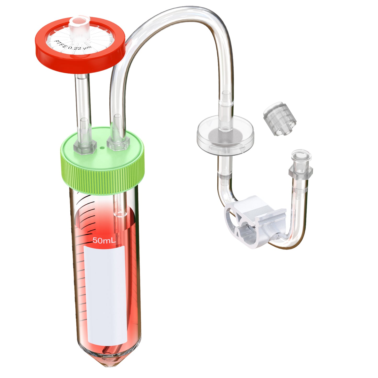 50mL Centrifuge Tube with Liquid Extraction Threaded Caps，Plastic Test Tube Closed transfer system for Experimental Solution Extracts,1pcs