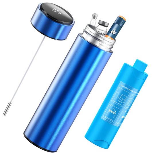 Insulin Cooler Travel Case, 60H- Reusable Cooler with Temperature Probe and Display Screen for Insulin Pens, Long Trips Lightweight Design Thermos,1pcs