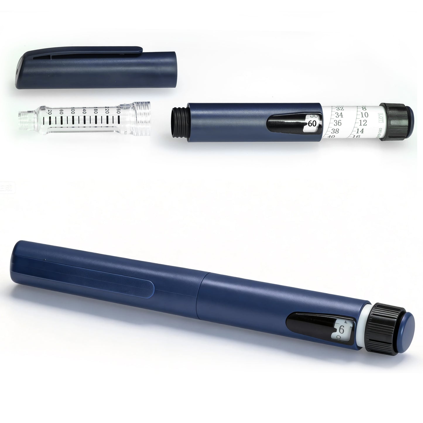 60 Unit Reusable Pen Injector Adjustable Dose Dial,Compatible with 1.5/1.8/3mL Cartridges,1pcs