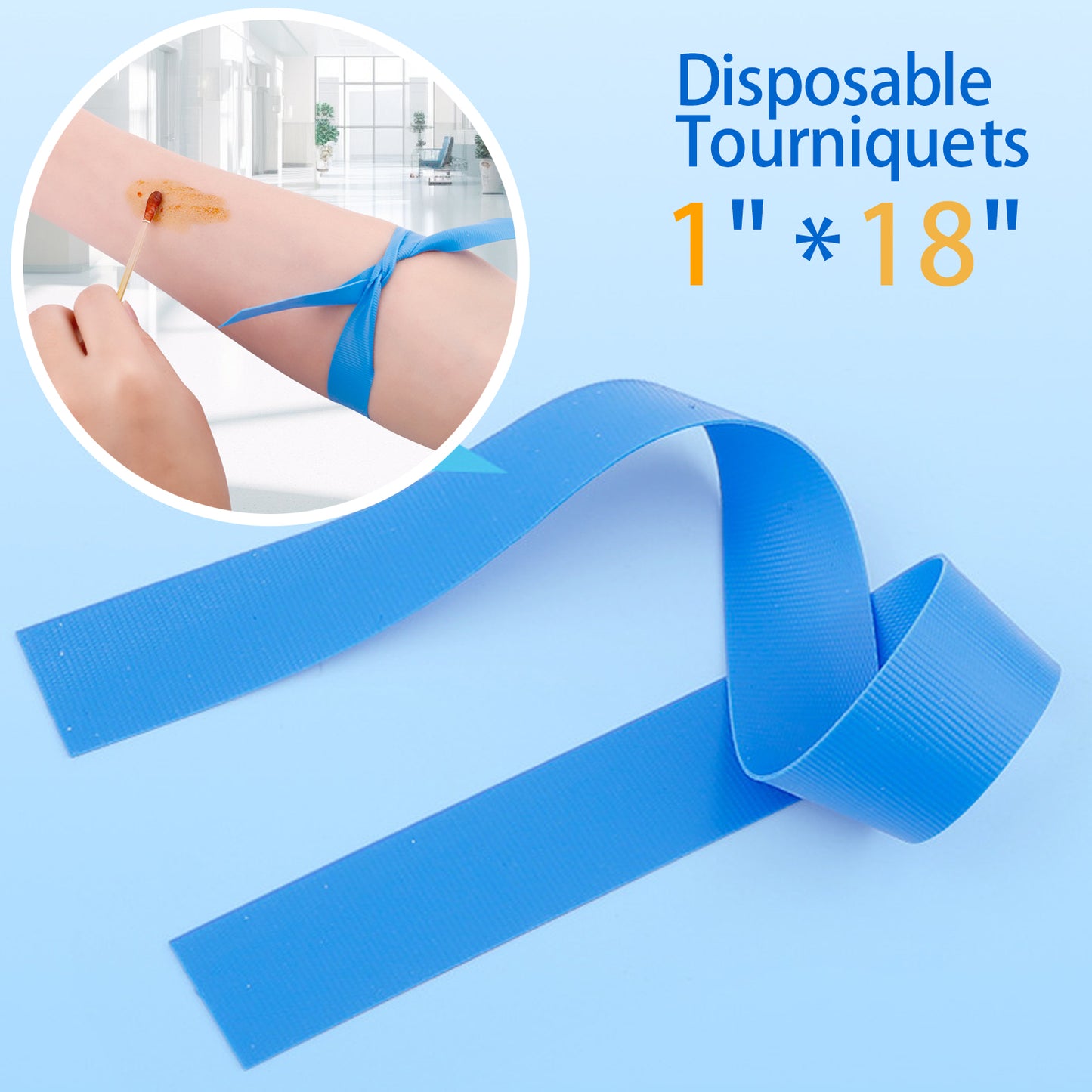 Disposable Tourniquet ,1 " x 18 " Elastic Latex-Free Band for Home & Travel Kit