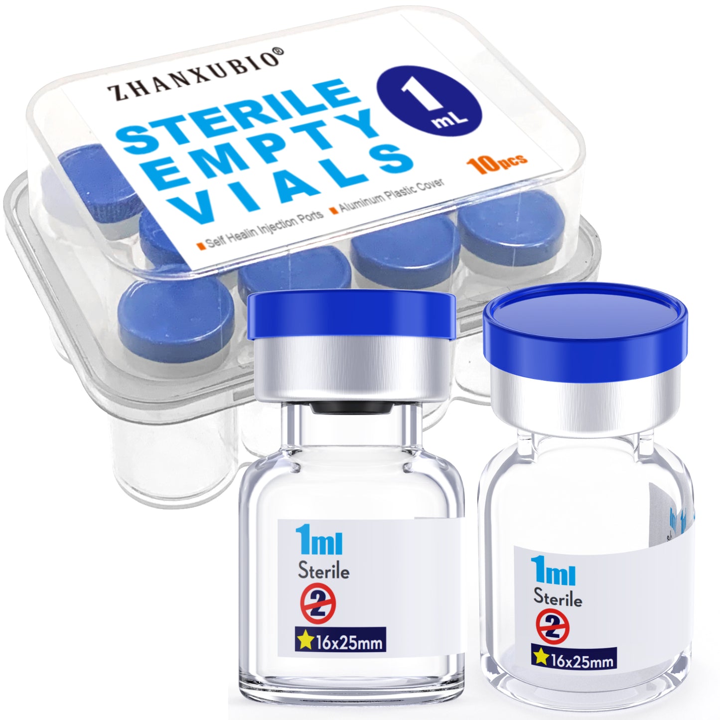 Sterile Empty Vials with Self Healing Injection Port,with Flip Off Aluminum Cap,Sterile Package,Packaged in Boxes