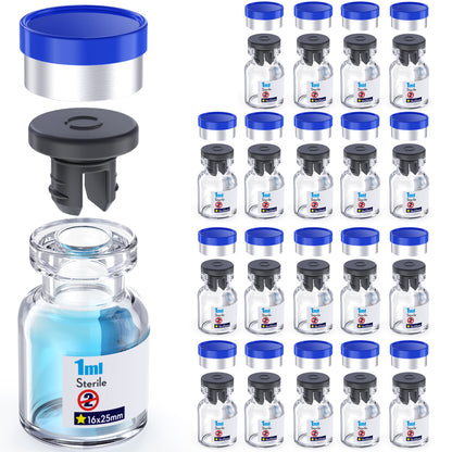 Sterile Glass Vials With Separate Rubber Stopper and Cap Need to Crimped With Pliers sterile Packaged 20pcs
