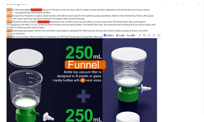 12PCS Sterile Bottle Top Vacuum Filtration with 0.22/0.45μm Hydrophobic PVDF Membrane for Lab,12PK