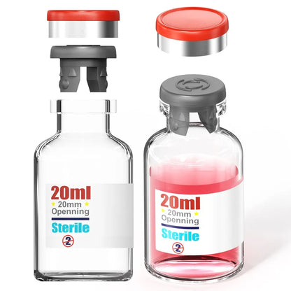 Empty Sterile Vial with Separately Butyl Rubber Stopper and Flip Top Closure,Removable,After Filling,Need to Seal by Crimper Type 1 Borosilicate Glass Tubing,Individually Packed