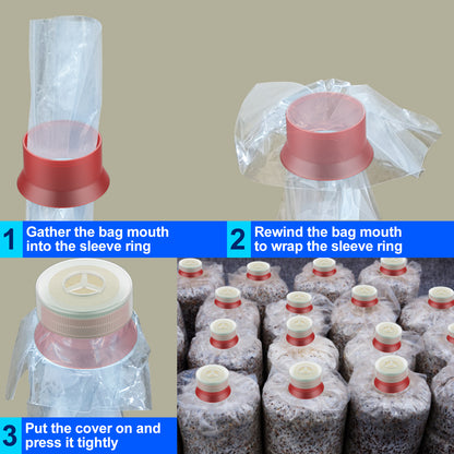 Fungus Bag Cap Ring Breathable Mushroom Bag Sealing Ring with Breathable Cotton   Great for Fungus Cultivation,Ring Diameter 32mm/40mm,White/Red