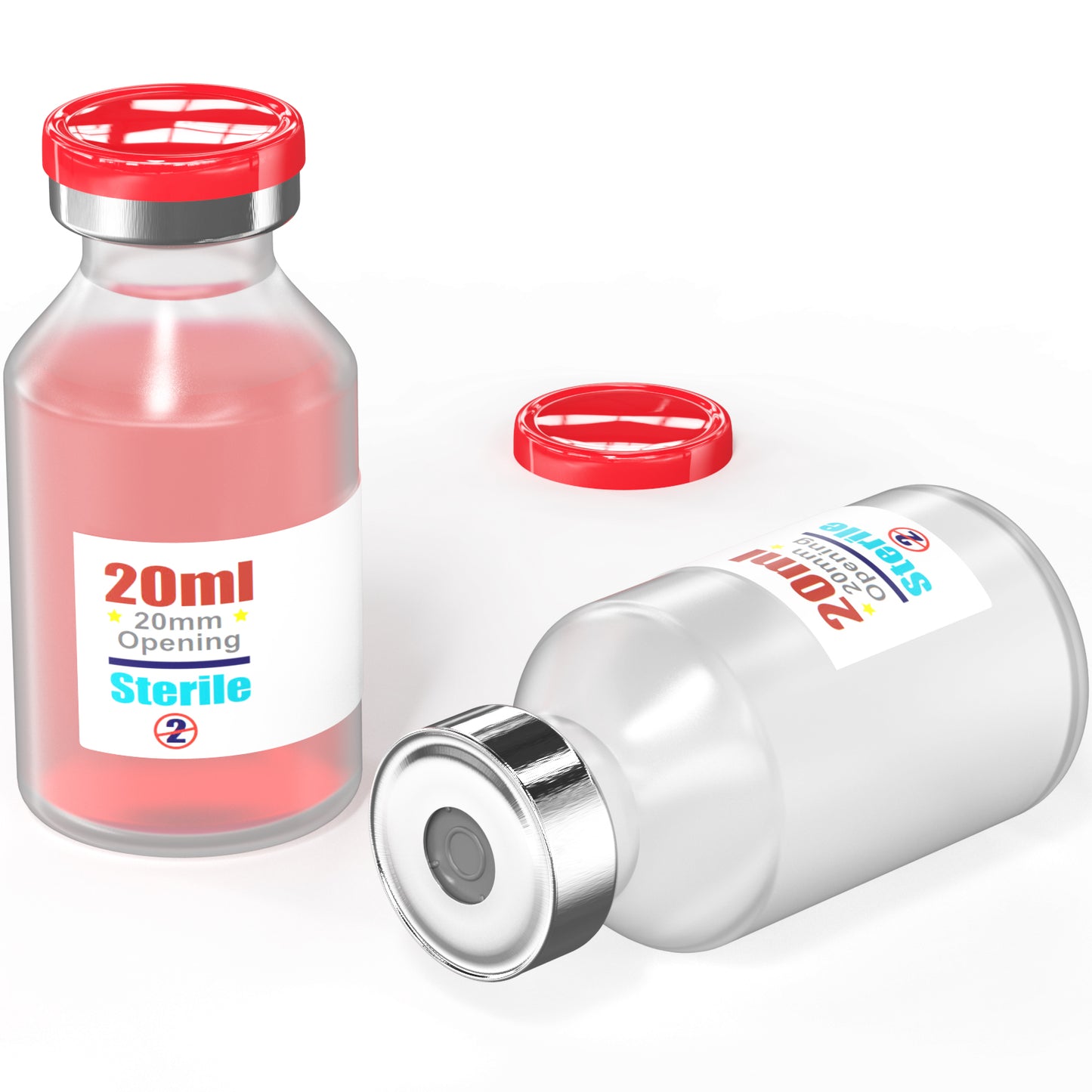 PP(Polypropylene) Sterile Vial with Butyl Rubber Stopper and Aluminum Flip-Off Lid, Plastic Small Bottle Autoclavable at 121°C for Sample Storage,10pcs
