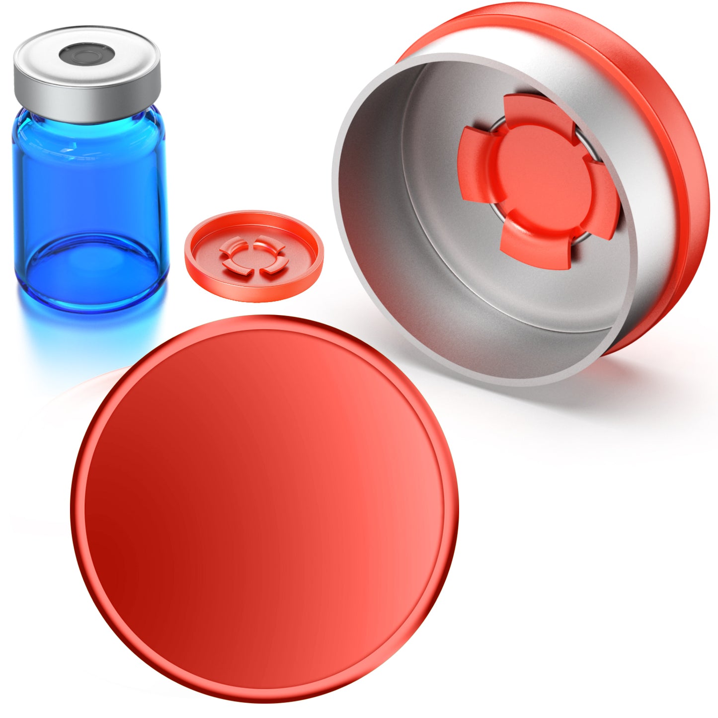 Laser Engraving Flip Off Caps Customised Logo Flip Top Covers Aluminum-Plastic Lids Single Tone Flip Top Seals for Glass Vial 100 pcs