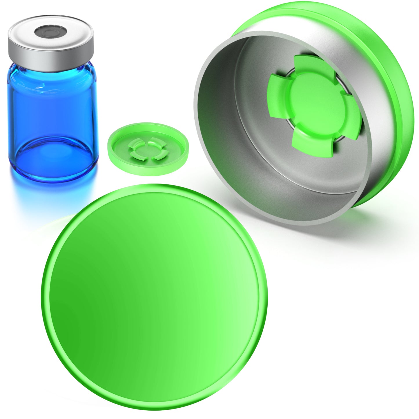 Laser Engraving Flip Off Caps Customised Logo Flip Top Covers Aluminum-Plastic Lids Single Tone Flip Top Seals for Glass Vial 100 pcs