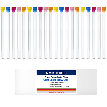 NMR Tubes , Ultra-Clear Borosilicate Glass Lab Tubes with Caps, 5 mm Diameter, for Laboratory , Test, Nuclear Magnetic Research ,10 pcs/20 pcs/50 pcs