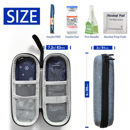Insulin Pen Cooler Travel Case with 2 Reusable Ice Packs, Medication Insulated Cooler Bag for Insulin Pens and Cartridge Storage, Grey