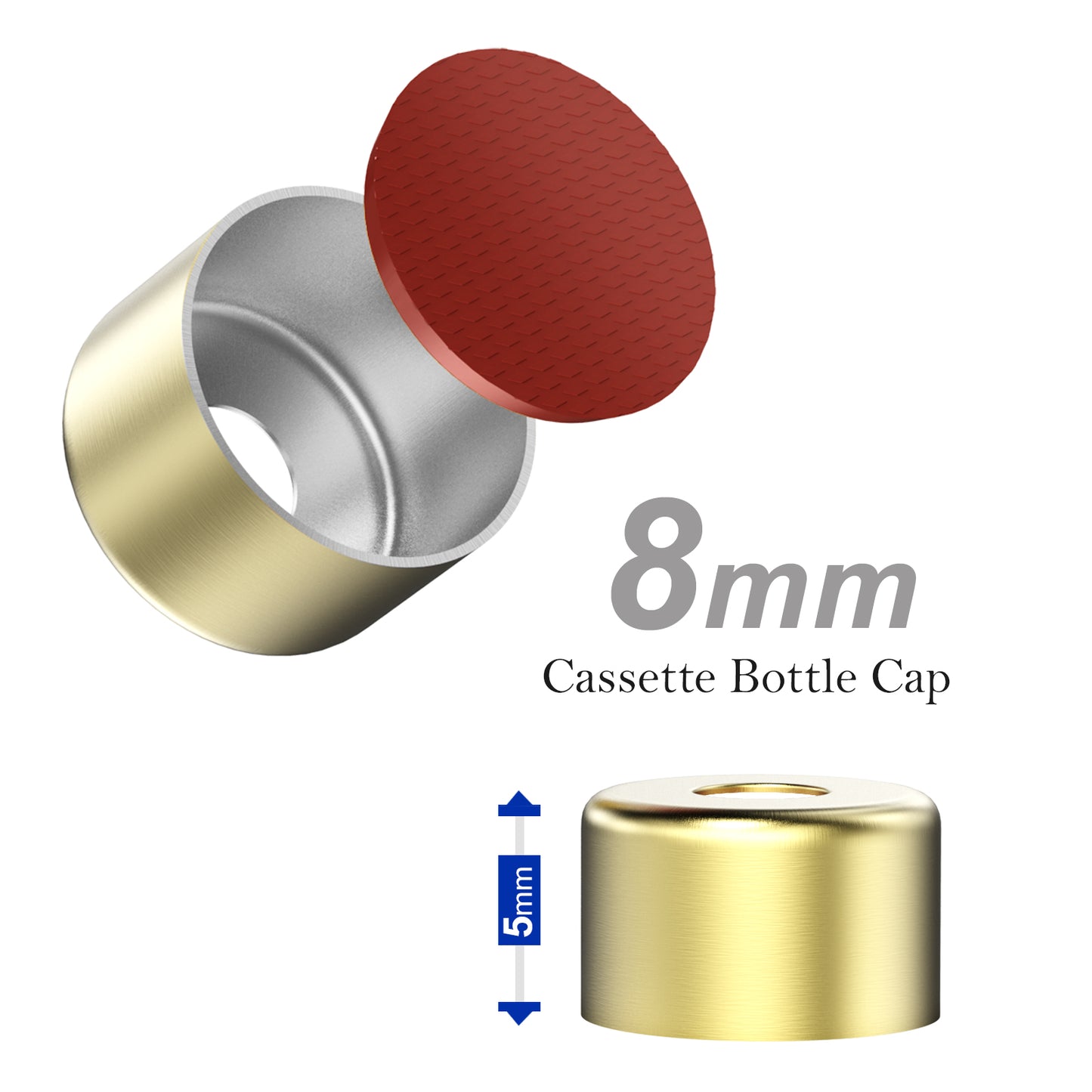 Cassette Vials Cap with Self-Healing Butyl Rubber,8 mm Aluminum Cartridge Cap for 1.5 ml /1.8 ml /3 ml /4 ml Insulin Vial