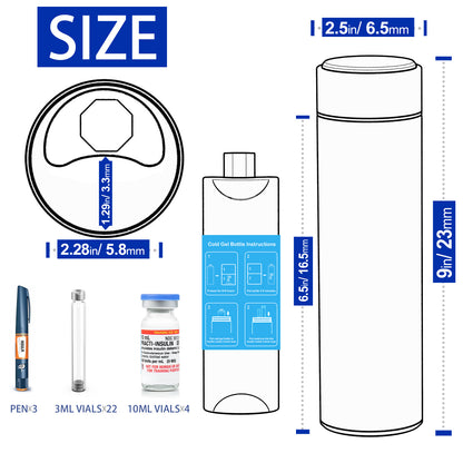 Insulin Cooler Travel Case, 60H- Reusable Cooler with Temperature Probe and Display Screen for Insulin Pens, Long Trips Lightweight Design Thermos,1pcs