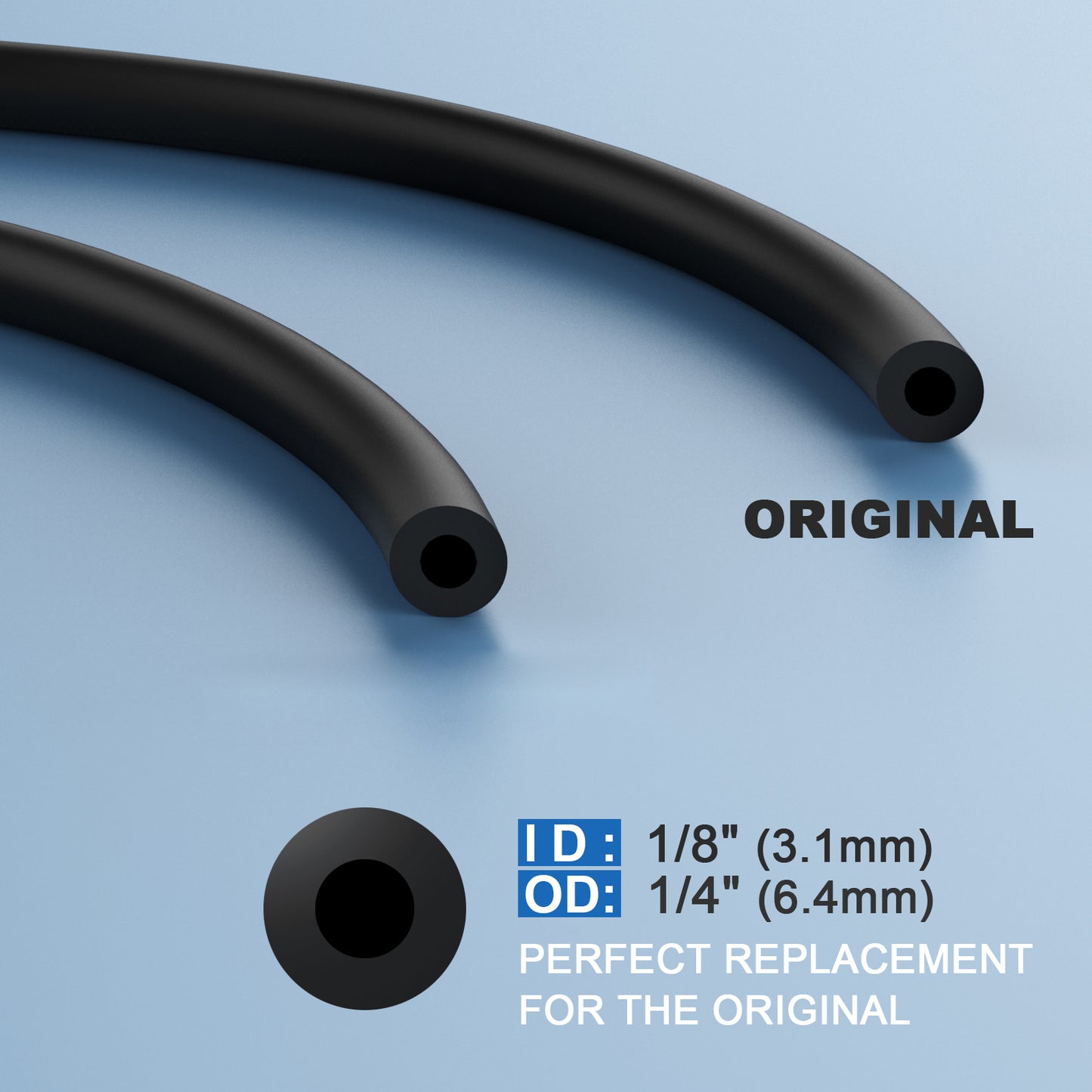 Silicone Hose Set 1/8" ID x 1/4" OD  Replacement Hose Fits So Clean 2 (SC1200) & AirSense 10 and AirCurve 10 Humidifier,5ft, 1ft & 0.36ft Black Tubes