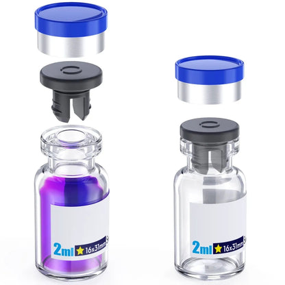 Empty Sterile Vial with Separately Butyl Rubber Stopper and Flip Top Closure,Removable,After Filling,Need to Seal by Crimper Type 1 Borosilicate Glass Tubing,Individually Packed