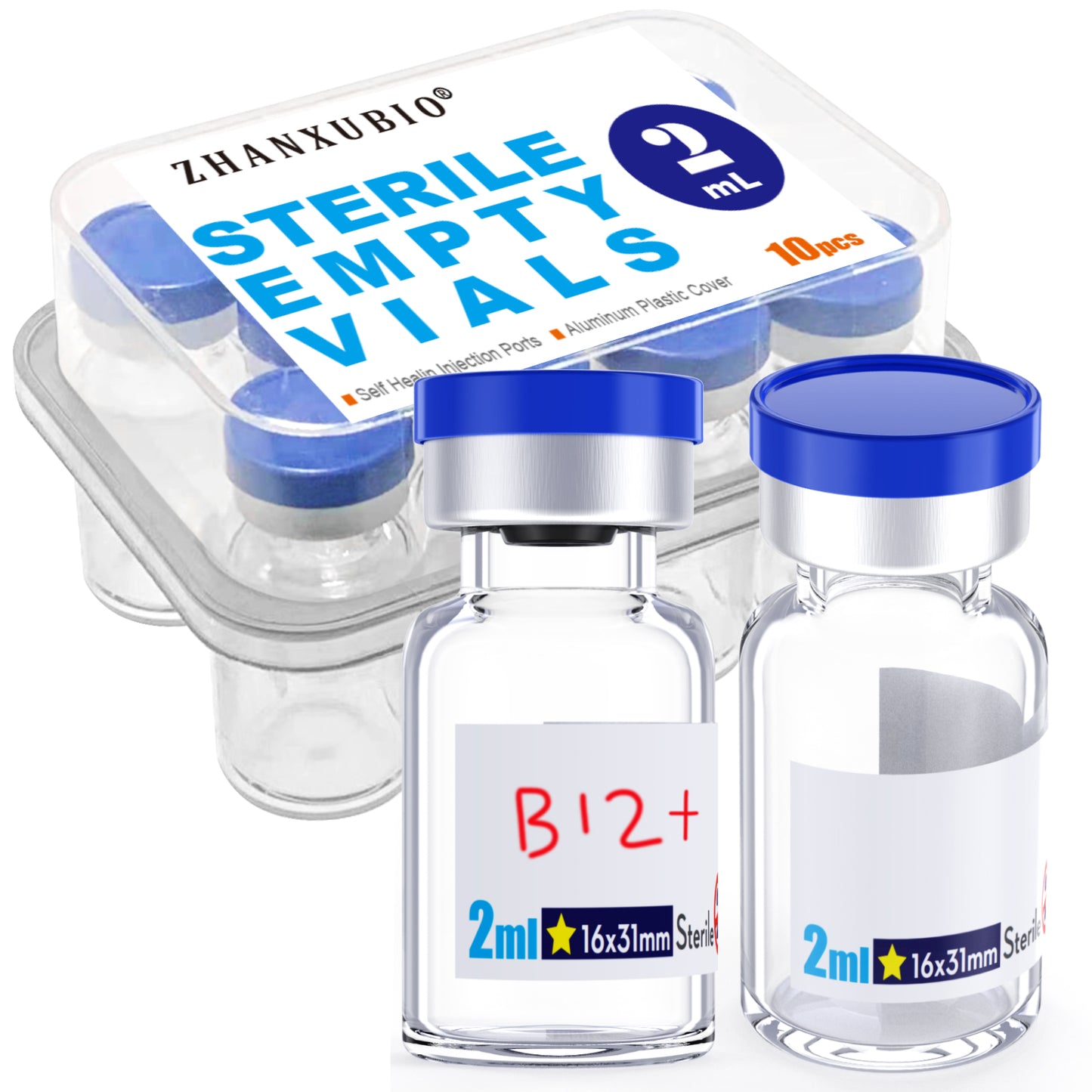 Sterile Empty Vials with Self Healing Injection Port,with Flip Off Aluminum Cap,Sterile Package,Packaged in Boxes