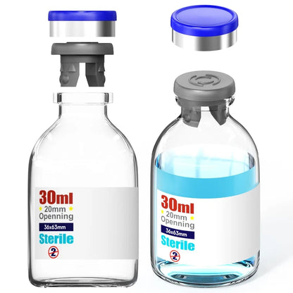 Empty Sterile Vial with Separately Butyl Rubber Stopper and Flip Top Closure,Removable,After Filling,Need to Seal by Crimper Type 1 Borosilicate Glass Tubing,Individually Packed