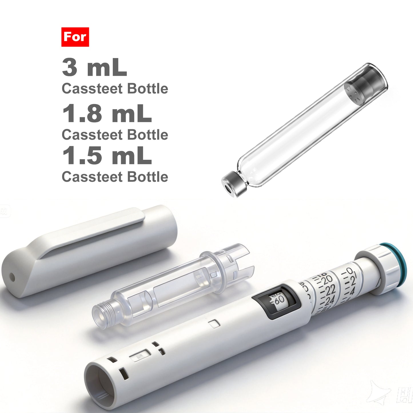 60 Unit Disposable Pen Injector Adjustable Dose Dial,Delivery Pen Compatible with 1.5/1.8/3mL Cartridges,1pcs