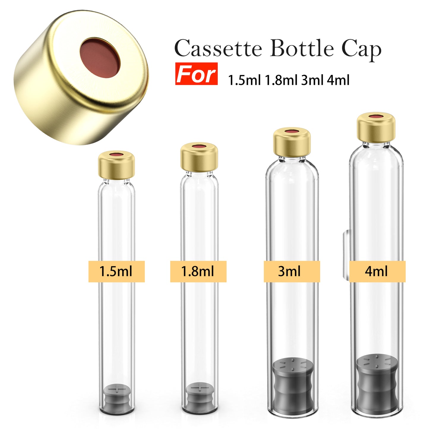 Cassette Vials Cap with Self-Healing Butyl Rubber,8 mm Aluminum Cartridge Cap for 1.5 ml /1.8 ml /3 ml /4 ml Insulin Vial