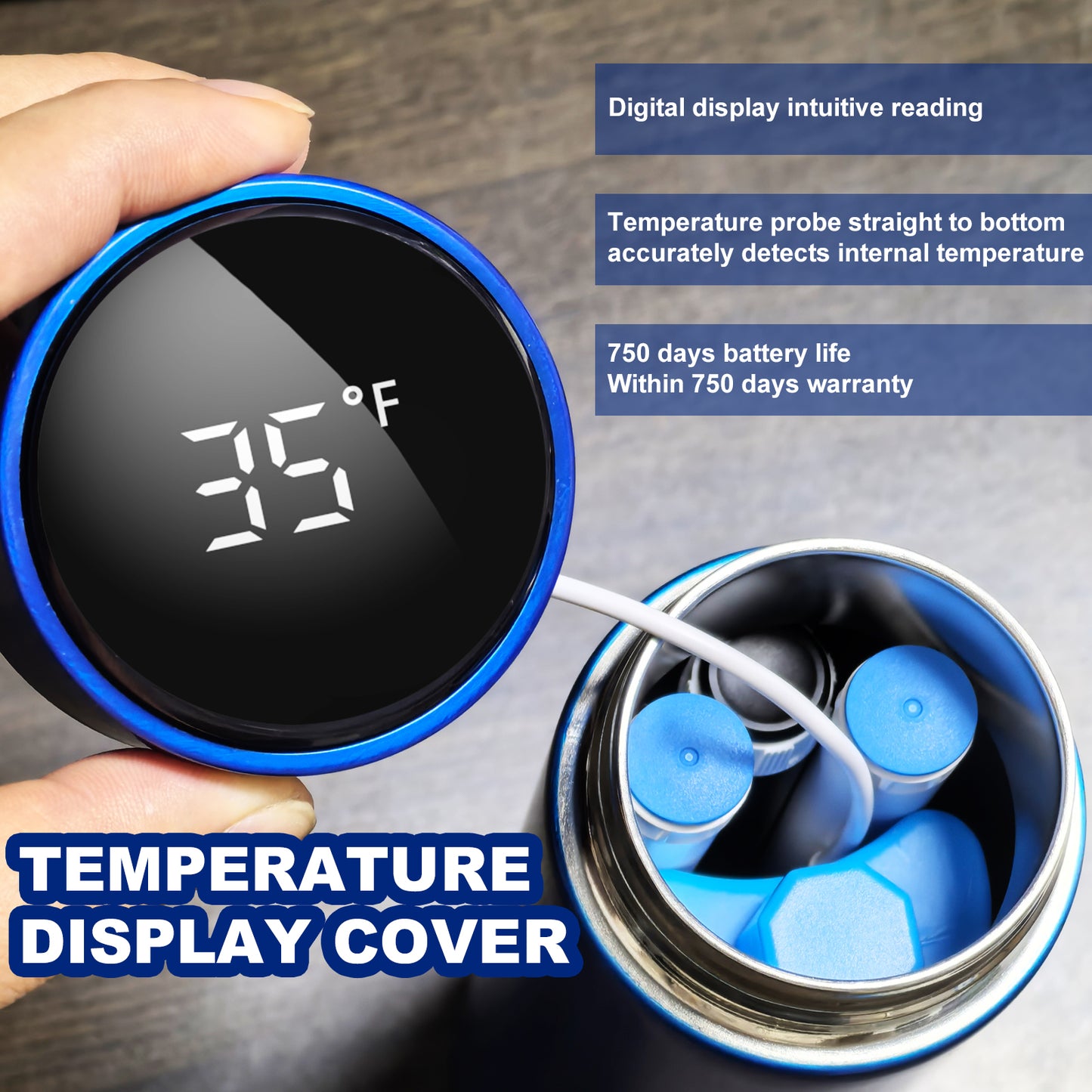 Insulin Cooler Travel Case, 60H- Reusable Cooler with Temperature Probe and Display Screen for Insulin Pens, Long Trips Lightweight Design Thermos,1pcs