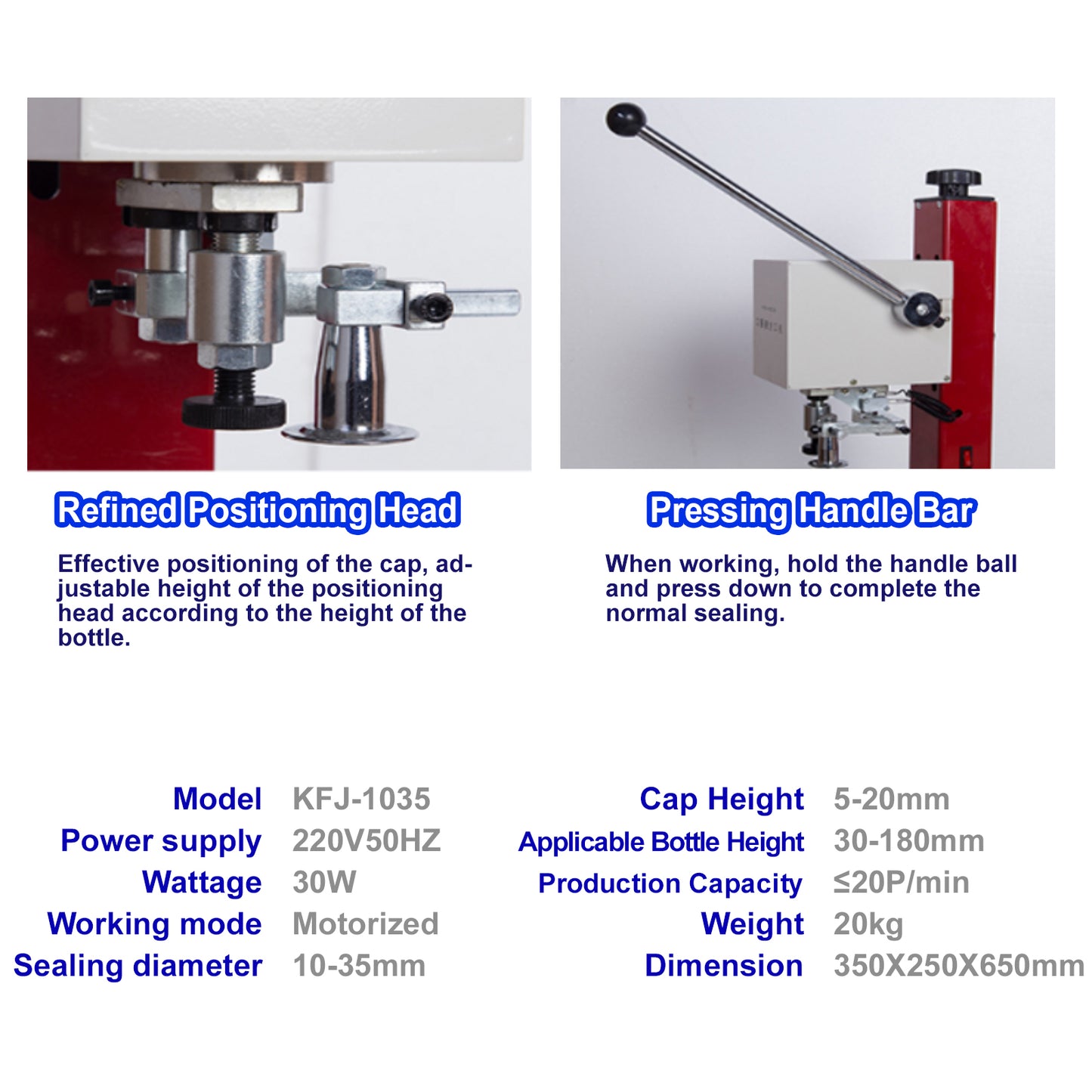 Manual Bottle Capper 220V50HZ Bottle Cap Sealing Machine with Positioning Head - Continuous Switch, Speed Adjustment,Cap Sealing Tool Vial Cap Crimper for Diameter 13-20mm Cap