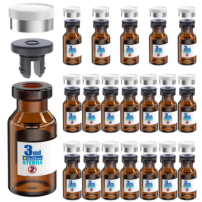 Sterile Glass Vials With Separate Rubber Stopper and Cap Need to Crimped With Pliers sterile Packaged 20pcs