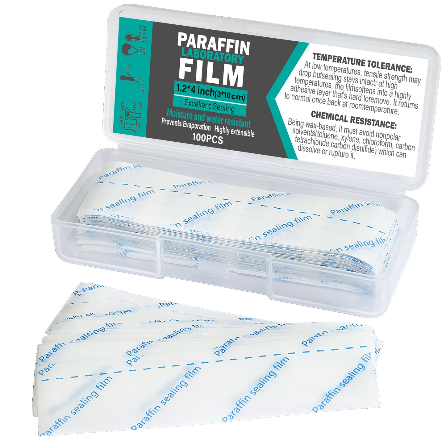 Lab Sealing Film Sheets, Pre-Cut Paraffin Wrap Flexible Self‑Sealing Lab Film for Storage, Labware Protection, Plant Grafting, 100pcs