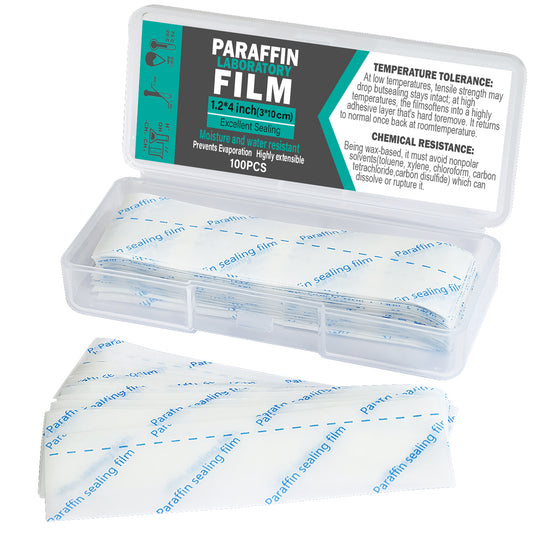 Lab Sealing Film Sheets, Pre-Cut Paraffin Wrap Flexible Self‑Sealing Lab Film for Storage, Labware Protection, Plant Grafting, 100pcs