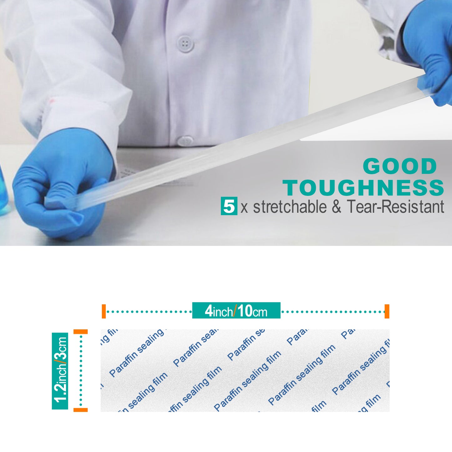 Lab Sealing Film Sheets, Pre-Cut Paraffin Wrap Flexible Self‑Sealing Lab Film for Storage, Labware Protection, Plant Grafting, 100pcs