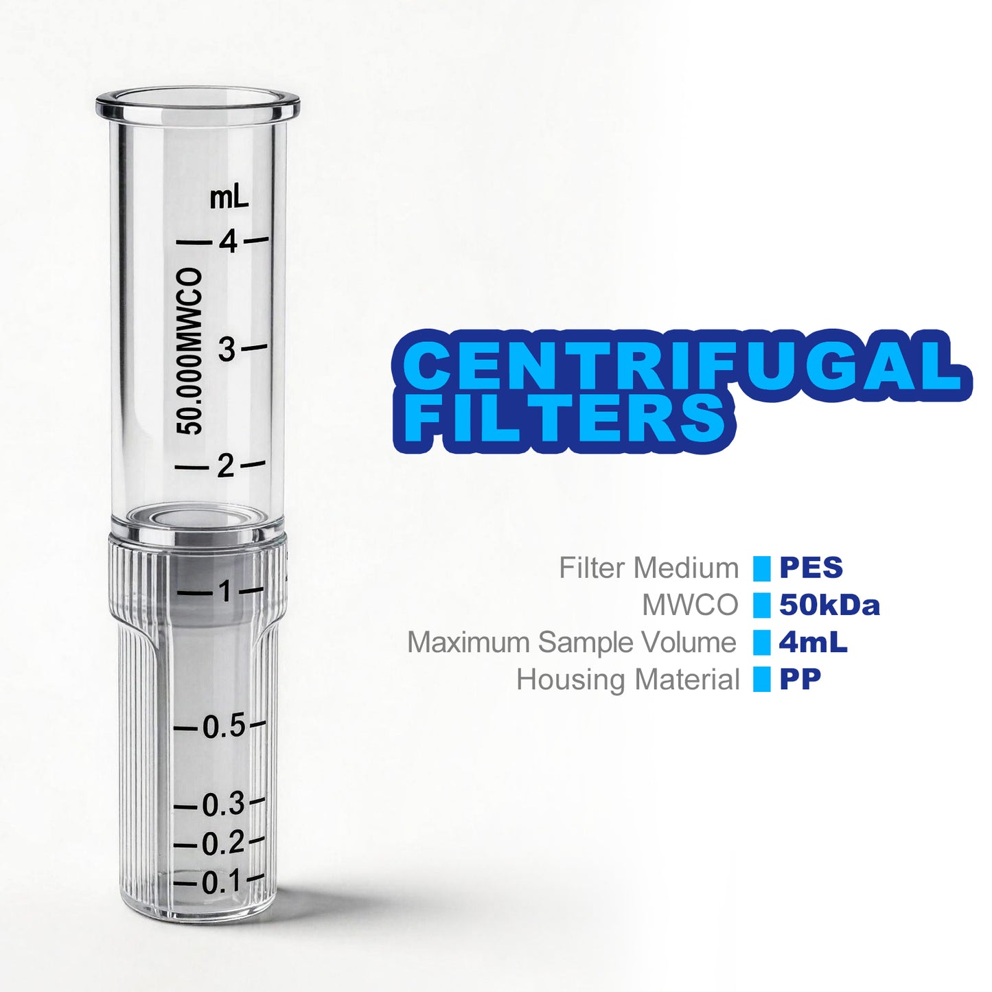 Ultra Centrifugal Filter 4ml,Desalting Columns with PES Membrane, Polypropylene Container with Graduated and Screw Cap