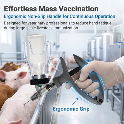 Veterinary Automatic Continuous Syringe with Anti-Slip Handle, Fully Disassemblable, Self-Refilling Livestock Syringe for Use on Cattle, Sheep, Pigs, and Farms,0.1–2 ml / 0.5–5 ml (No Needles),1pcs