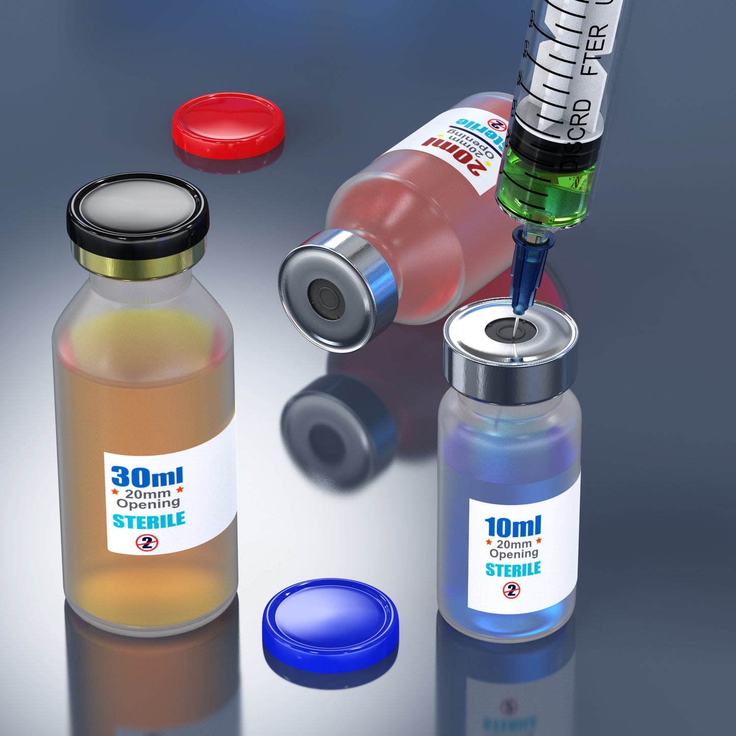PP(Polypropylene) Sterile Vial with Butyl Rubber Stopper and Aluminum Flip-Off Lid, Plastic Small Bottle Autoclavable at 121°C for Sample Storage,10pcs