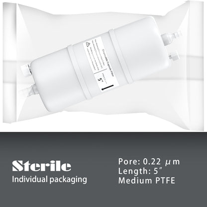 PTFE /PES Capsule Filters with Hose Barb for 1/4" to 3/8" Tube Sterile Filling Bell Filter Pore Size 0.22um Length 2.5" Individual Packaging,1/pk