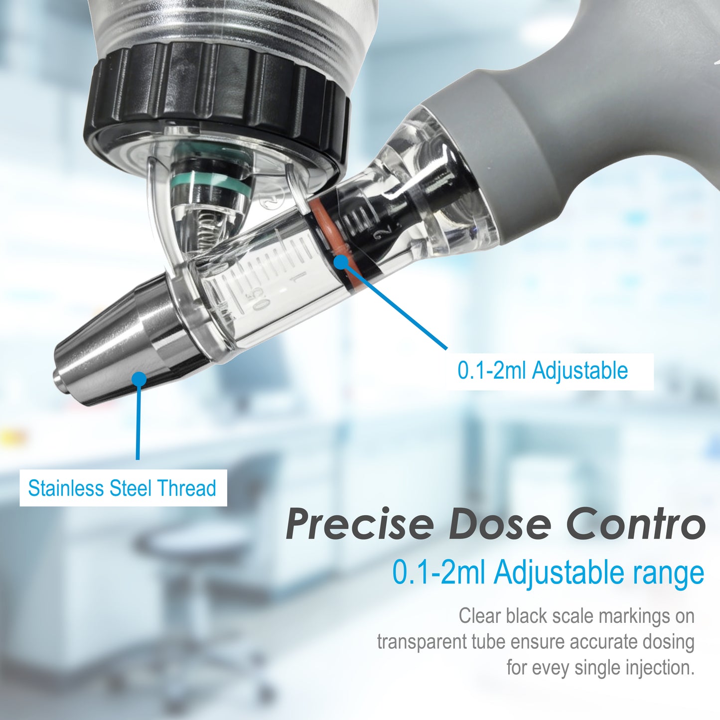 Veterinary Automatic Continuous Syringe with Anti-Slip Handle, Fully Disassemblable, Self-Refilling Livestock Syringe for Use on Cattle, Sheep, Pigs, and Farms,0.1–2 ml / 0.5–5 ml (No Needles),1pcs