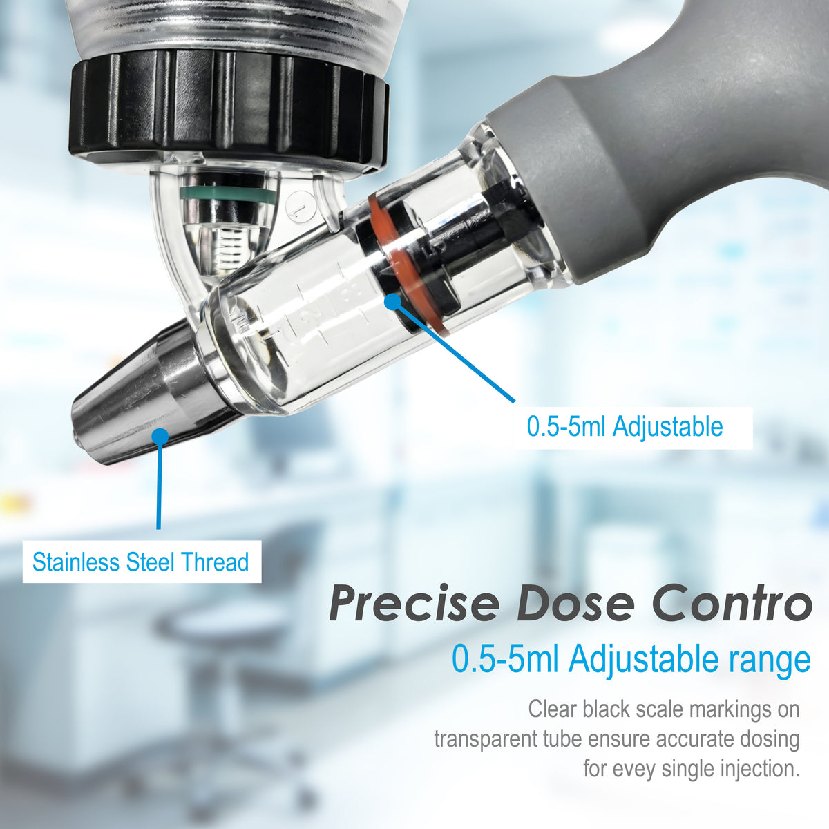 Veterinary Automatic Continuous Syringe with Anti-Slip Handle, Fully Disassemblable, Self-Refilling Livestock Syringe for Use on Cattle, Sheep, Pigs, and Farms,0.1–2 ml / 0.5–5 ml (No Needles),1pcs