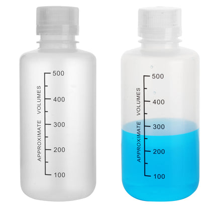 Reagent Plastic Bottle , Wide Mouth/Regular Mouth Translucent Reusable Liquid Containers with Black Scale and Caps for Classrooms, Storage at Home, or Laboratories